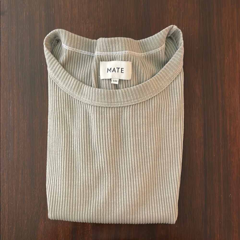 MATE the Label Green Ribbed Fitted Short Sleeve Tee - Picture 5 of 5